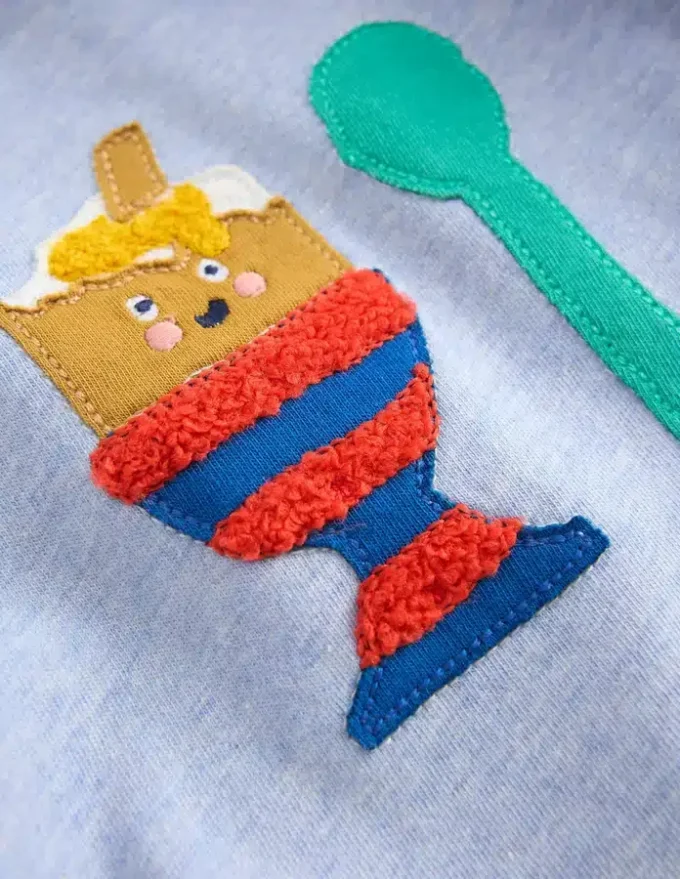 Long Sleeve Appliqué T-Shirt Light Blue Dippy Egg