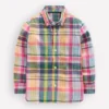 Long Sleeve Cotton Linen Shirt Madras Check