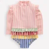 Long Sleeve Frill Swimsuit Hotchpotch Stripe Long Sleeve Frill Swimsuit Hotchpotch Stripe