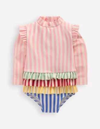 Long Sleeve Frill Swimsuit Hotchpotch Stripe
