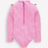 Long Sleeve Frill Swimsuit Pink Glo Stripe Rainbow