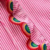 Long Sleeve Frill Swimsuit Pink Glo Stripe Rainbow