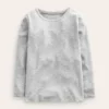 Long Sleeve Pointelle Top Grey Marl