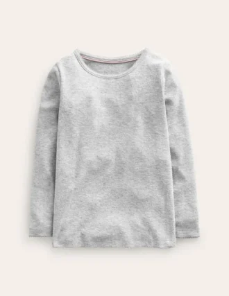 Long Sleeve Pointelle Top Grey Marl