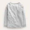 Long Sleeve Pointelle Top Grey Marl