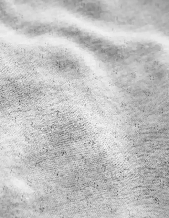 Long Sleeve Pointelle Top Grey Marl