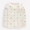 Long Sleeve Pointelle Top Ivory Sunflower Garden