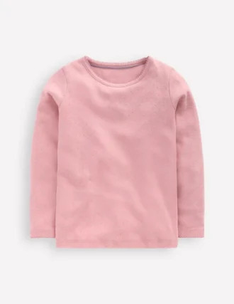 Long Sleeve Pointelle Top Pink