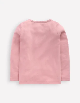 Long Sleeve Pointelle Top Pink