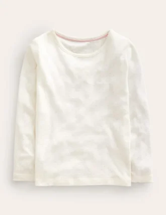 Long Sleeve Pointelle Top Soft Ivory