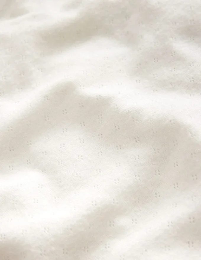 Long Sleeve Pointelle Top Soft Ivory