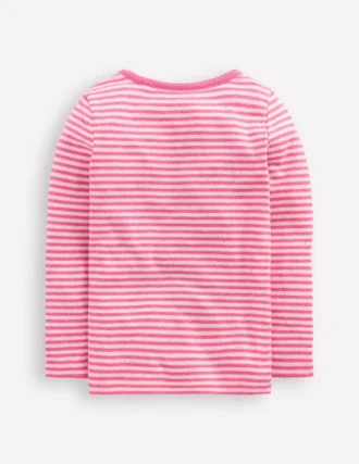 Long Sleeve Pointelle Top Sorbet Pink Stripe