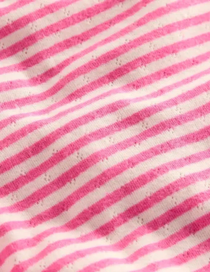 Long Sleeve Pointelle Top Sorbet Pink Stripe Long Sleeve Pointelle Top Sorbet Pink Stripe