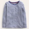 Long Sleeve Pointelle Top Starboard Blue/Soft Ivory