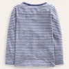 Long Sleeve Pointelle Top Starboard Blue/Soft Ivory