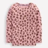 Long Sleeve Pointelle Top Vintage Pink Leopard