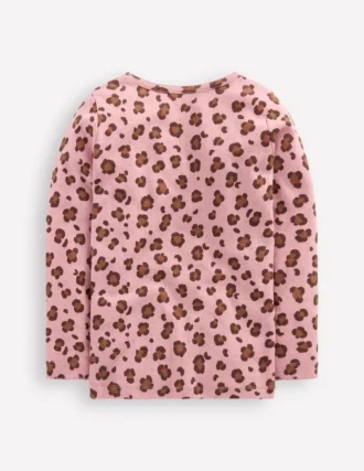Long Sleeve Pointelle Top Vintage Pink Leopard