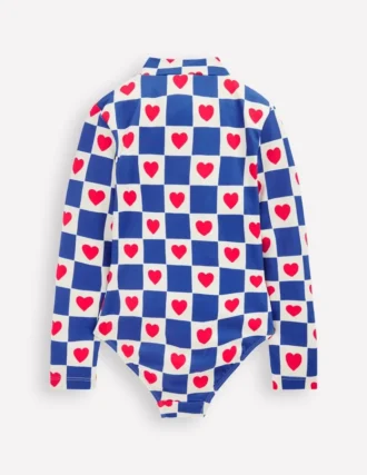 Long-sleeved Swimsuit Bluejay Heart Stamp