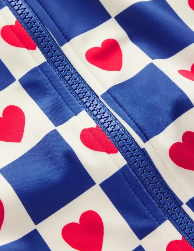 Long-sleeved Swimsuit Bluejay Heart Stamp