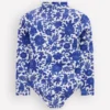 Long-sleeved Swimsuit Bright Blue Jungle Woodblock Long-sleeved Swimsuit Bright Blue Jungle Woodblock