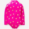 Long-sleeved Swimsuit Fuchsia Pink, Gold Foil Spot Long-sleeved Swimsuit Fuchsia Pink, Gold Foil Spot