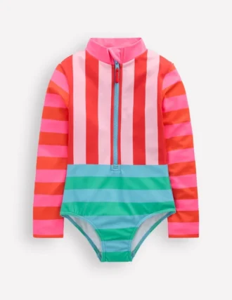Long-sleeved Swimsuit Multi Hotchpotch Stripe