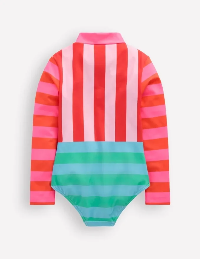 Long-sleeved Swimsuit Multi Hotchpotch Stripe