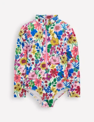Long-sleeved Swimsuit Multi Rainbow Floral