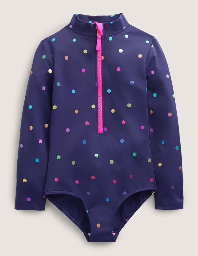 Long-sleeved Swimsuit Rainbow Foil Confetti Spot
