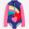Long-sleeved Swimsuit Rainbow Heart