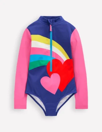 Long-sleeved Swimsuit Rainbow Heart