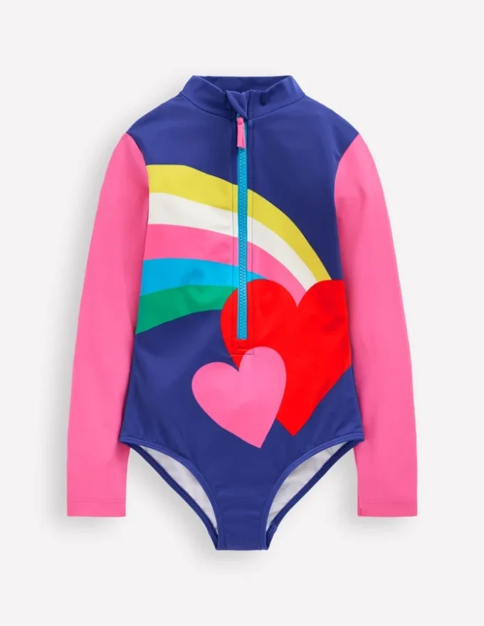 Long-sleeved Swimsuit Rainbow Heart
