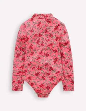 Long-sleeved Swimsuit Salmon Pink Meadow Floral