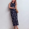 Longline Column Skirt French Navy, Ivory Spot Longline Column Skirt French Navy, Ivory Spot