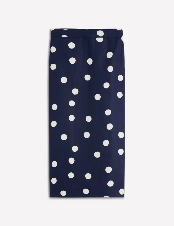 Longline Column Skirt French Navy, Ivory Spot Longline Column Skirt French Navy, Ivory Spot