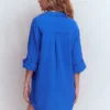 Longline Double Cloth Shirt Bright Blue Longline Double Cloth Shirt Bright Blue