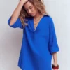 Longline Double Cloth Shirt Bright Blue Longline Double Cloth Shirt Bright Blue