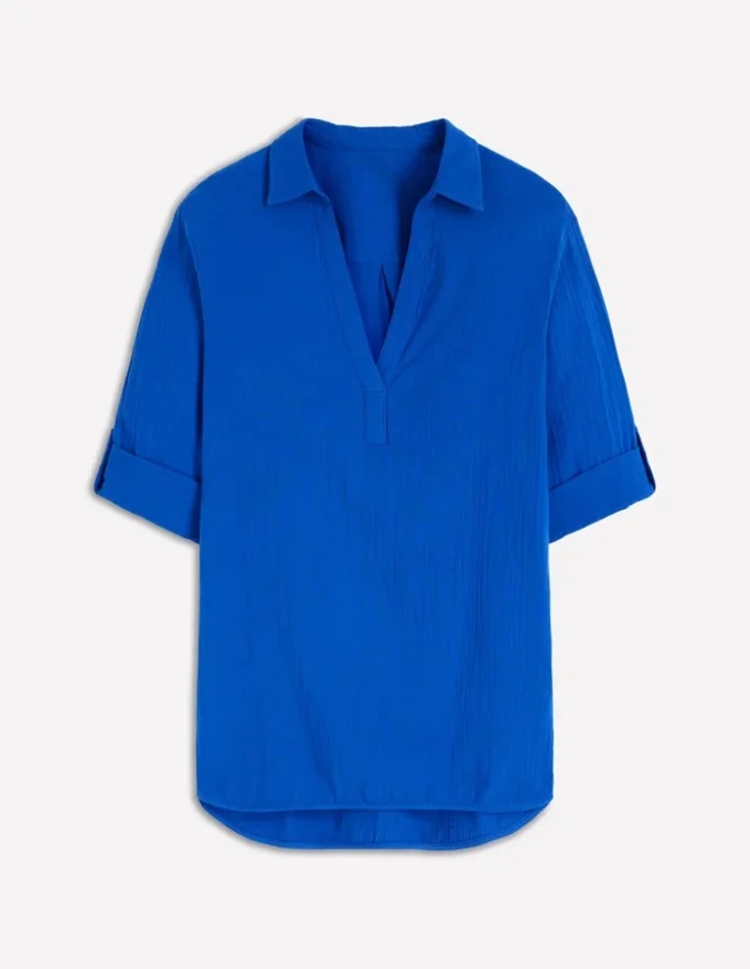 Longline Double Cloth Shirt Bright Blue Longline Double Cloth Shirt Bright Blue