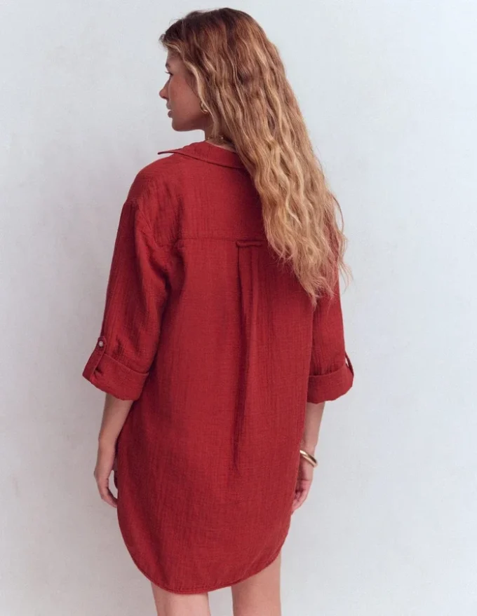 Longline Double Cloth Shirt Kiln Orange Longline Double Cloth Shirt Kiln Orange