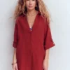 Longline Double Cloth Shirt Kiln Orange Longline Double Cloth Shirt Kiln Orange
