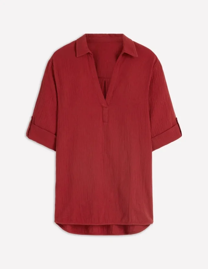 Longline Double Cloth Shirt Kiln Orange Longline Double Cloth Shirt Kiln Orange