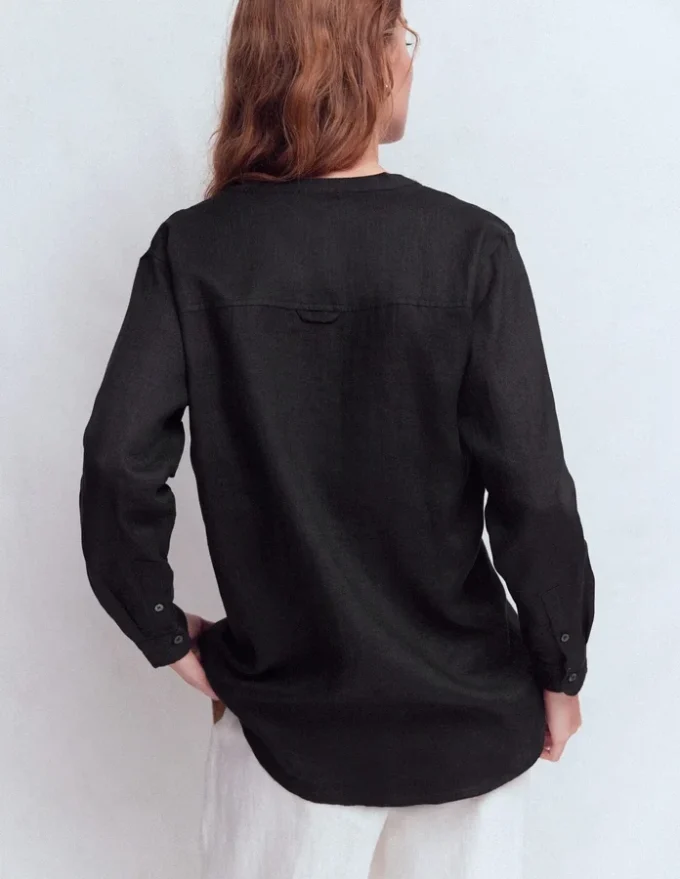 Longline Linen Shirt Black Longline Linen Shirt Black
