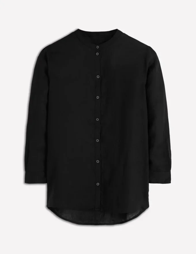 Longline Linen Shirt Black Longline Linen Shirt Black