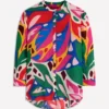 Longline Linen Shirt Multi, Leafy Cascade