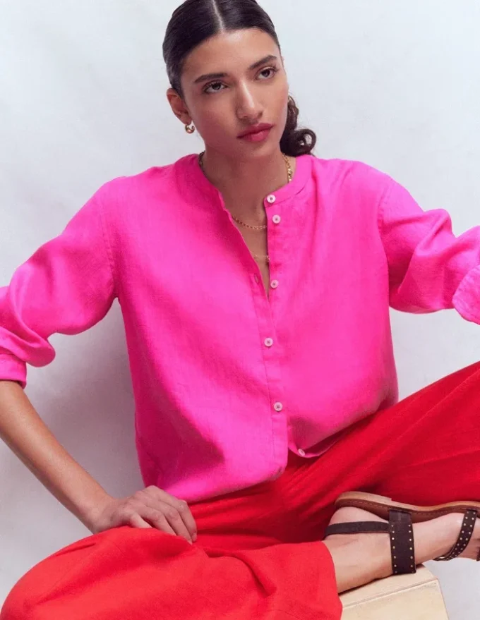 Longline Linen Shirt Pop Pansy Longline Linen Shirt Pop Pansy