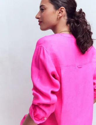 Longline Linen Shirt Pop Pansy