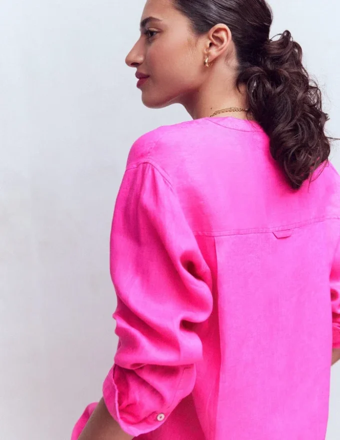Longline Linen Shirt Pop Pansy Longline Linen Shirt Pop Pansy