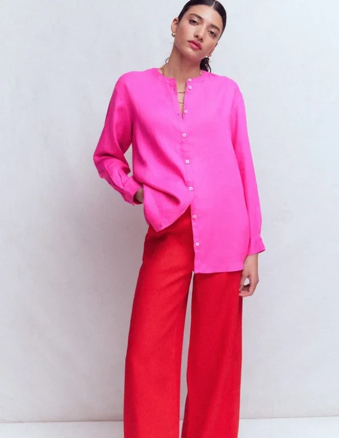 Longline Linen Shirt Pop Pansy Longline Linen Shirt Pop Pansy