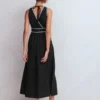 Lorna Trim Double Cloth Dress Black Ivory Lorna Trim Double Cloth Dress Black Ivory