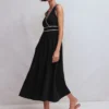 Lorna Trim Double Cloth Dress Black Ivory Lorna Trim Double Cloth Dress Black Ivory
